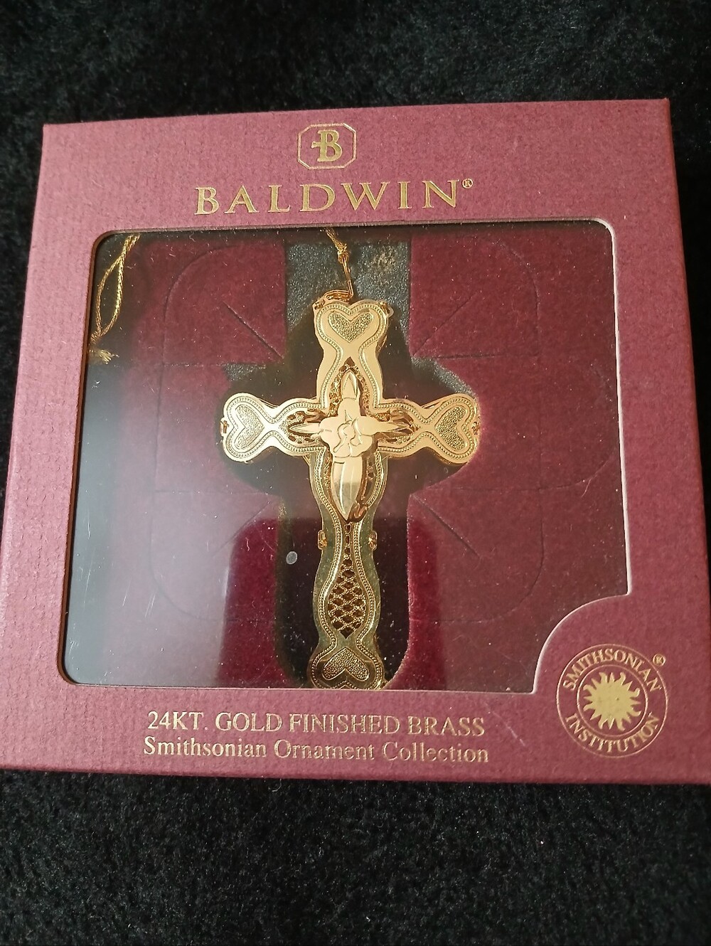 Baldwin 24k Gold Finished Brass Cross Christmas Ornament Smithsonian Institute - Picture 1 of 2